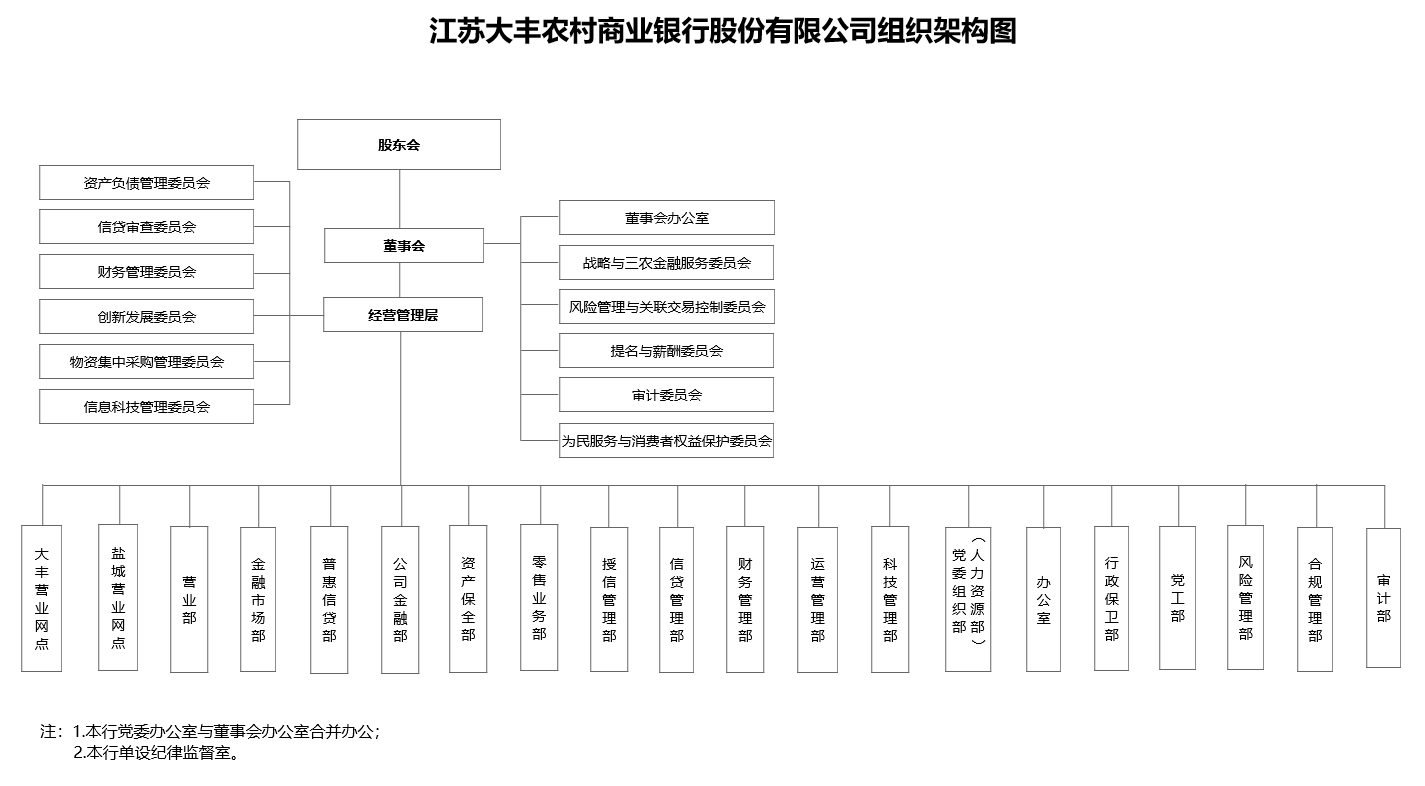 江蘇大豐農(nóng)村商業(yè)銀行股份有限公司組織架構(gòu)圖